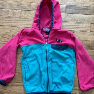 Girls pink and teal Patagonia full zip fleece. 5T